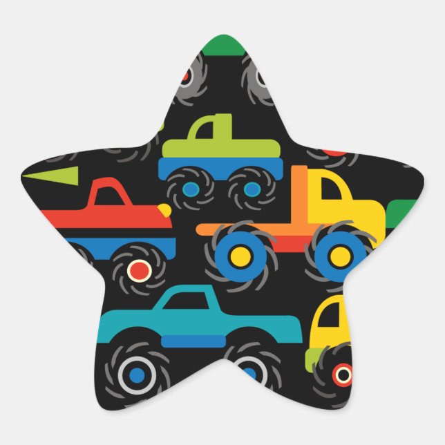 Cool Monsters Trucks Transportation Gifts for Boys Star Sticker (Front)