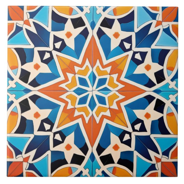 Cool Moroccan themed pattern  Tile (Front)
