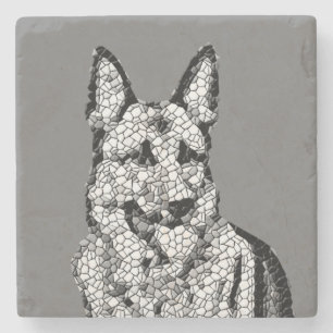 Cool Mosaic German Shepherd Marble Coaster