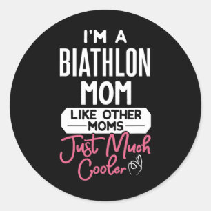 Cool Mothers Day Design Biathlon Mum Classic Round Sticker