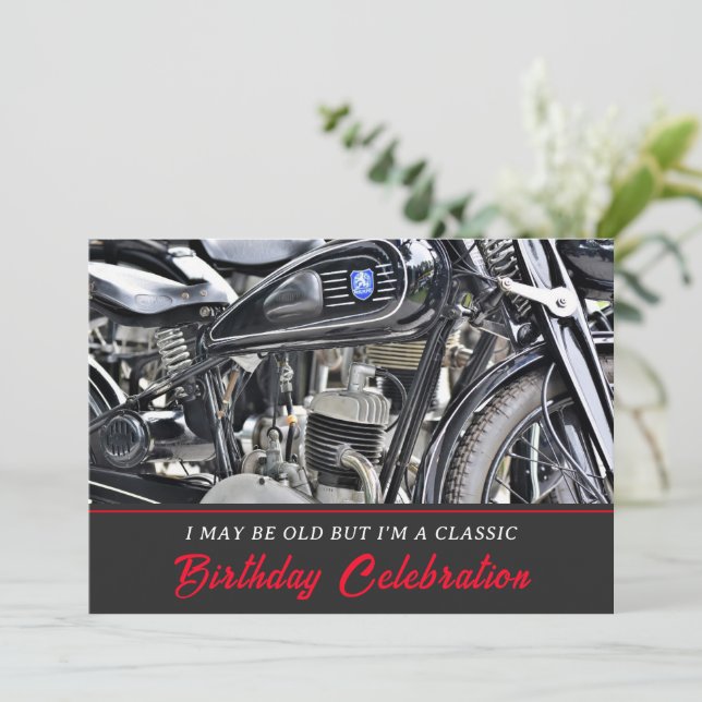 Cool Motorcycle Birthday Invitation (Standing Front)