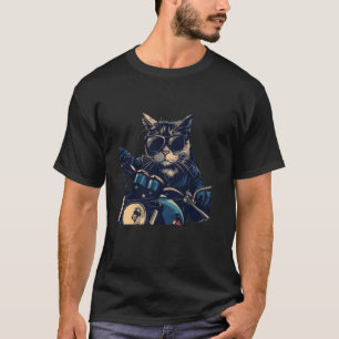 Cool Motorcycle Cat Costume for Adults and Kids T-Shirt