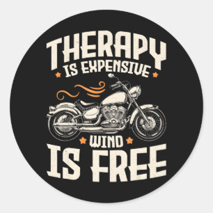 Cool Motorcycle Rider Men Therapy Motorcycle Classic Round Sticker