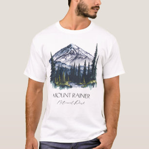 Cool Mount Rainier National Park Hiking Watercolor T-Shirt