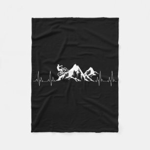Cool Mountain Bike Gift Heartbeat Funny Biking Rid Fleece Blanket