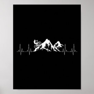 Cool Mountain Bike Gift Heartbeat Funny Biking Rid Poster