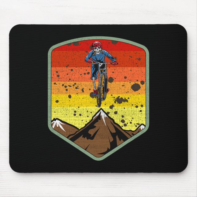 Cool Mountain Biking Skeleton Zombie Skull Mtb Bmx Mouse Mat (Front)