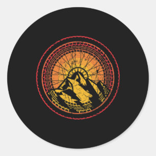 Cool Mountain Biking Tire Spokes Sunset Tread Bike Classic Round Sticker