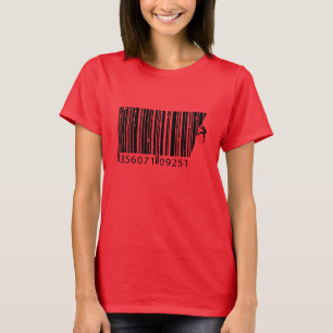 Cool Mountain Climber Man Colourful Barcode T-Shirt