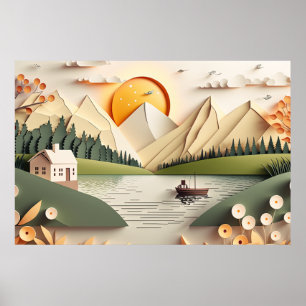 cool mountain lake lovers  poster