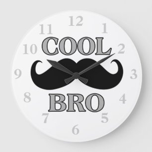 Cool Moustache Bro Large Clock