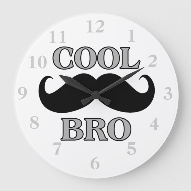 Cool Moustache Bro Large Clock (Front)
