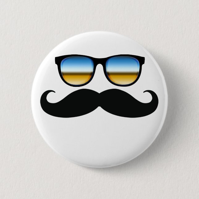 Cool Moustache under Shades 6 Cm Round Badge (Front)