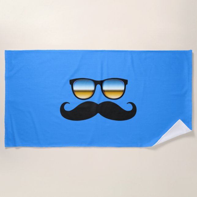 Cool Moustache under Shades Beach Towel (Front)