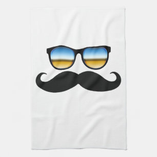 Cool Moustache under Shades Tea Towel