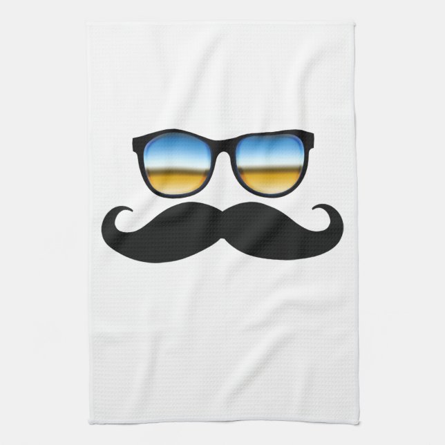 Cool Moustache under Shades Tea Towel (Vertical)