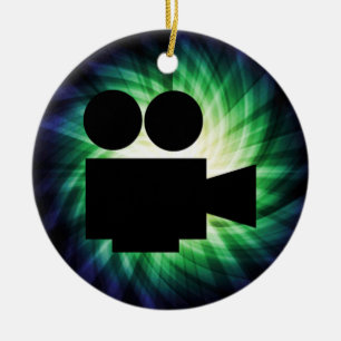 Cool Movie Camera; Video Film Ceramic Tree Decoration