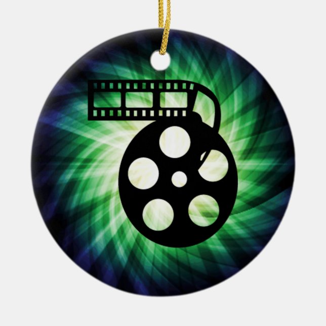 Cool Movie Film Reel Ceramic Tree Decoration (Front)