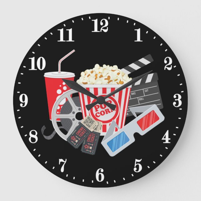 cool movie theatre time popcorn  large clock (Front)