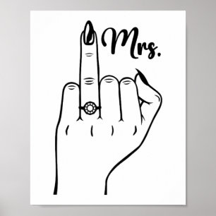 Cool Mrs. Just Married Wife Wedding Finger Ring Br Poster
