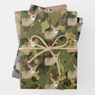 Cool Mule Deer Buck Camo Fishing Men's  Wrapping Paper Sheet