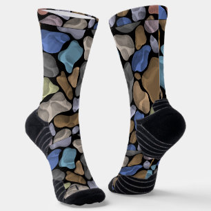 Cool Multi colour stone illustration Blue Black Me Socks