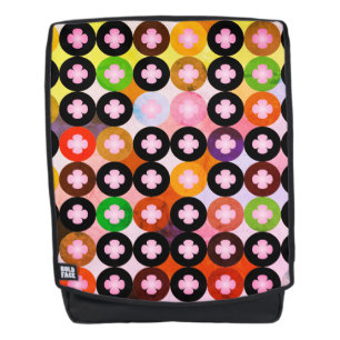 Cool Multi Coloured Circles & Pink Clovers Backpack