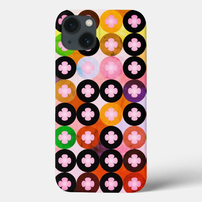 Cool Multi Coloured Circles & Pink Clovers Case-Mate iPhone Case (Back)