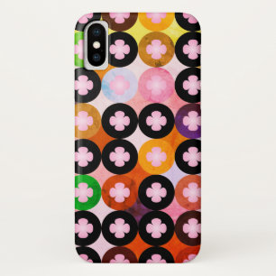 Cool Multi Coloured Circles & Pink Clovers iPhone X Case