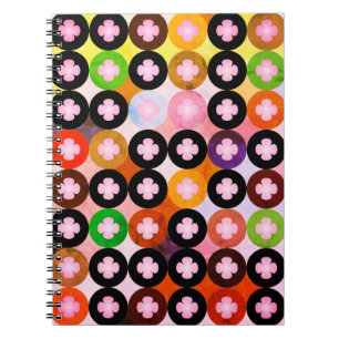Cool Multi Coloured Circles & Pink Clovers Notebook
