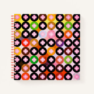 Cool Multi Coloured Circles & Pink Clovers Notebook