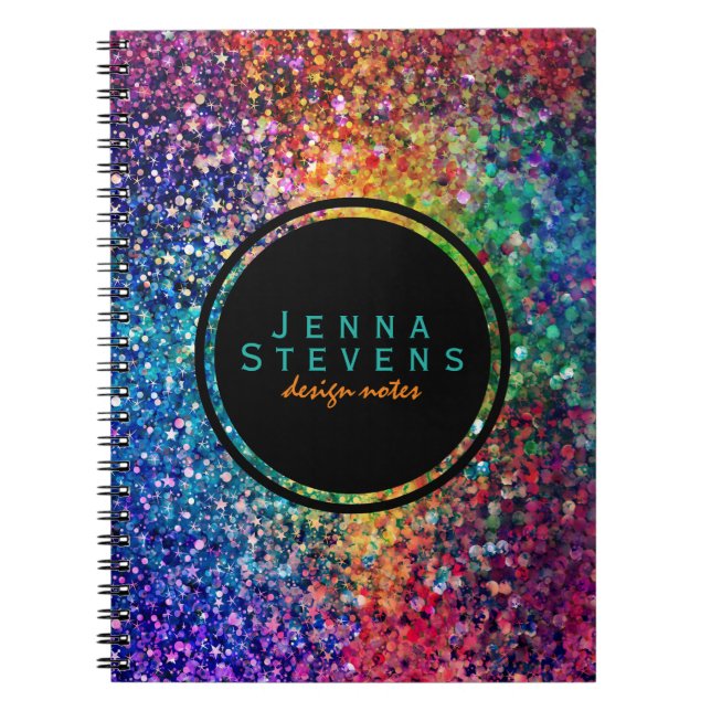 Cool Multicolor Retro Glitter & Sparkles Pattern 2 Notebook (Front)