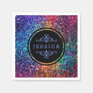 Cool Multicolor Retro Glitter & Sparkles Pattern 3 Napkin