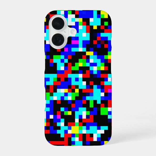 COOL Multicolor Square Lined Pattern iPhone 16 Case (Back)