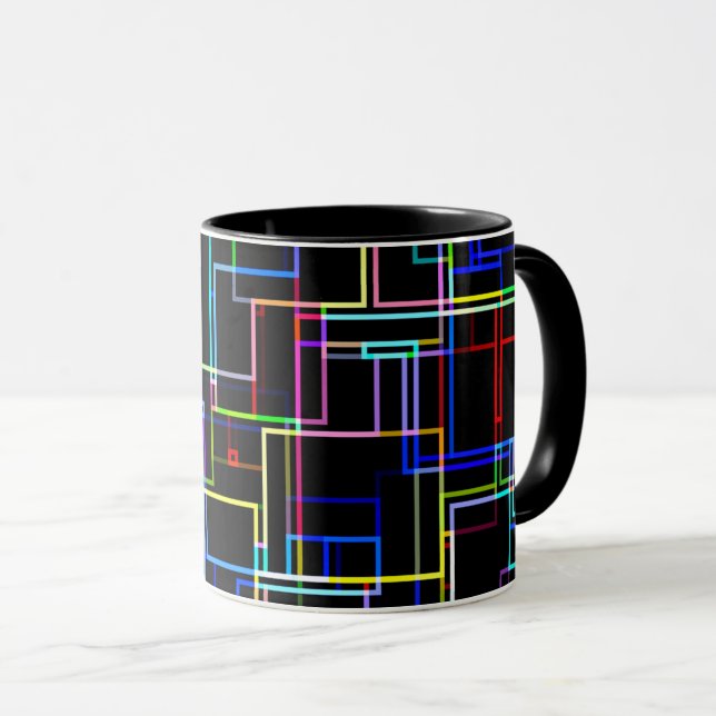 COOL Multicolored Striped Pattern Mug (Front Right)