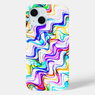 Cool Multicolored Wavy Zig Zag Pattern iPhone 15 Case