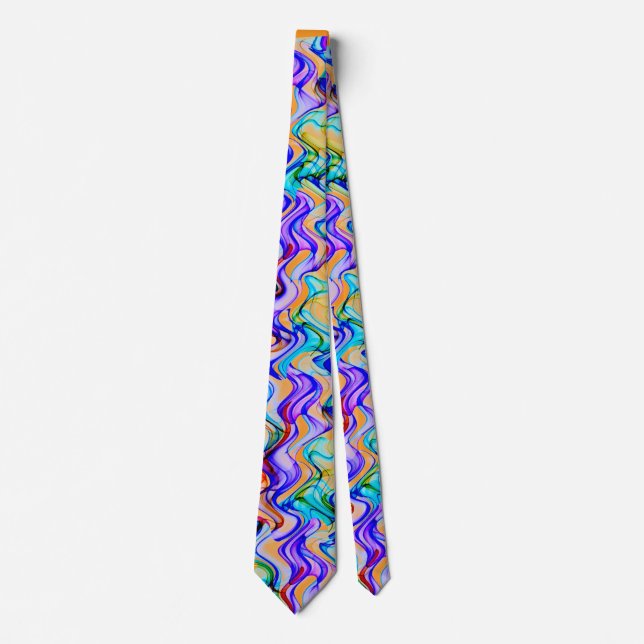 Cool Multicolored Wavy Zig Zag Pattern Tie (Front)