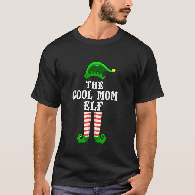 Cool Mum Elf Family Group Matching Christmas Party T-Shirt (Front)