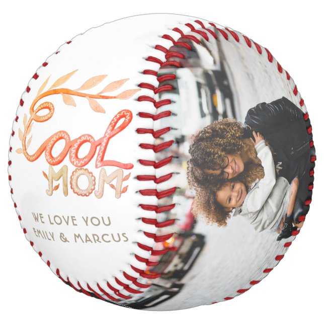 Cool Mum Hand Lettering Mother Keepsake Photo Softball (Angled)