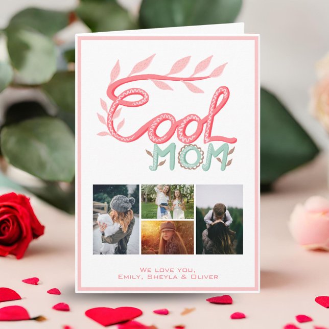Cool Mum Hand Lettering Mother`s Day 4 Photo Card (Creator Uploaded)