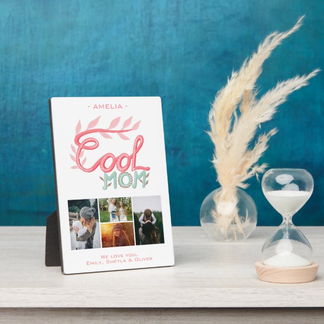 Cool Mum Hand Lettering Mother`s Day 4 Photo Plaque (Side)