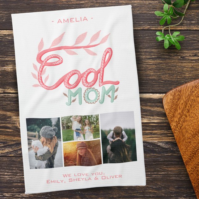 Cool Mum Hand Lettering Mother`s Day 4 Photo  Tea Towel (Creator Uploaded)