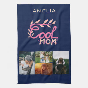 Cool Mum Hand Lettering Mother`s Day 4 Photo Tea Towel