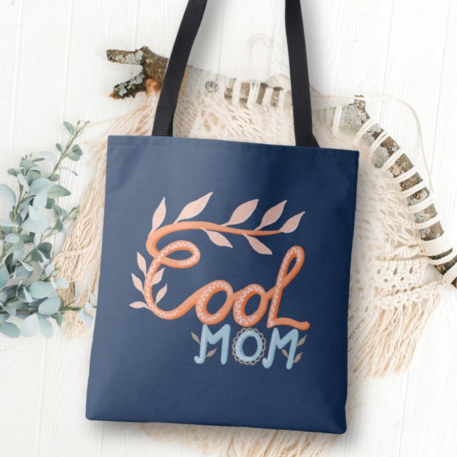 Cool Mum Hand Lettering Navy Blue Mother`s Day Tote Bag (Creator Uploaded)