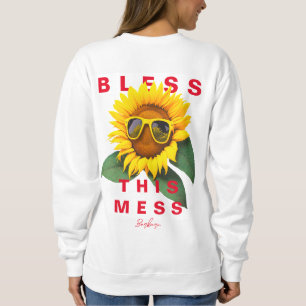 Cool Mum Life Bless This Mess Summer Sunflower Sweatshirt