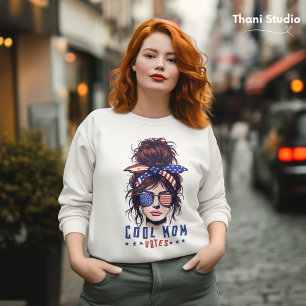 Cool Mum Votes Vintage Messy Hair Lady Election Sweatshirt