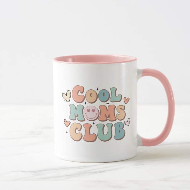 Cool Mum's Club Retro Pink Gift for Mum Coffee Mug (Right)