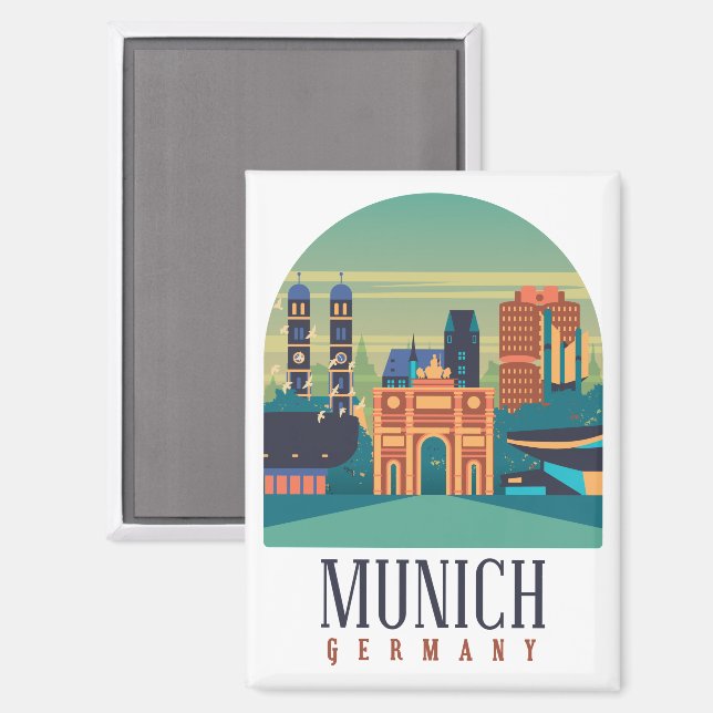 Cool Munich Germany Vintage Travel  Magnet (Front/Back)