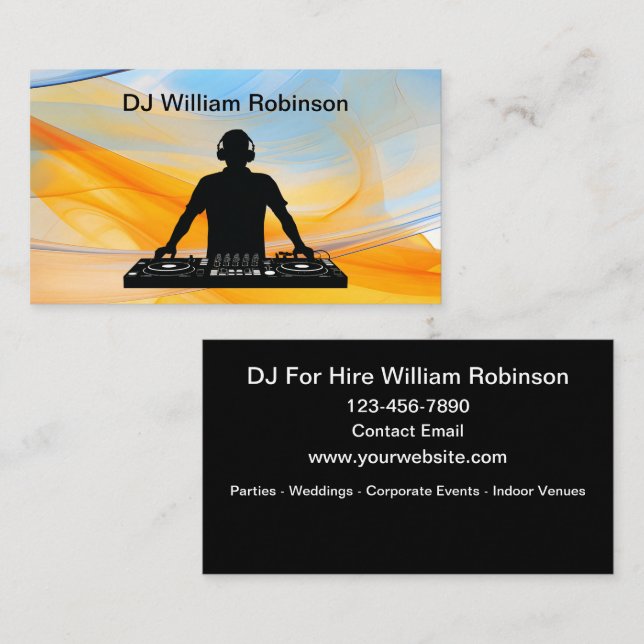 Cool Music DJ For Hire Business Card (Front/Back)