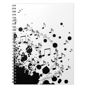 cool music explosion black and white notebook